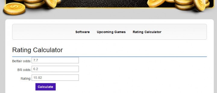 Betfair Renegade — Screenshot — Rating Calculator