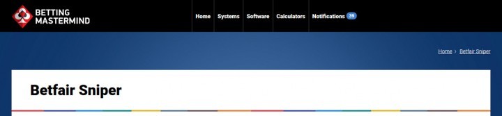 Betfair Sniper — Screenshot — Header Area