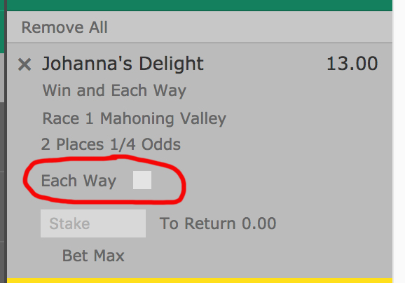 each way bet example