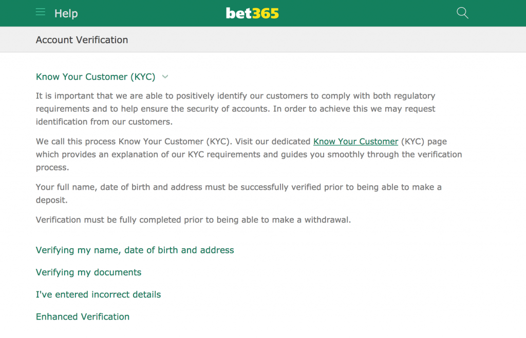 Bet 365 KYC