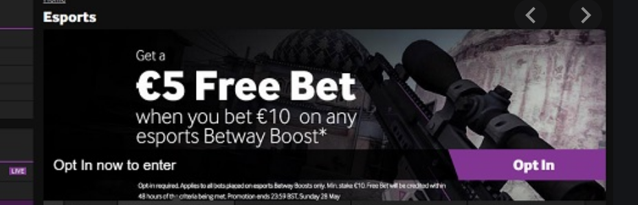 Betway esports free bet